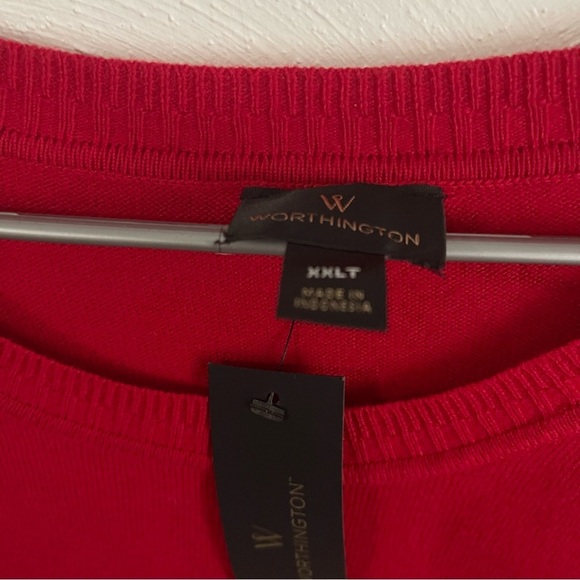 NWT Worthington Cherry Cordial sweater with 3 inch band at hem size XXLT - Picture 3 of 8
